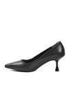 Black Skin Womens Thin Short Heeled Evening Shoes 695033 Z