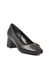 Black Skin Thick Heeled Womens Evening Shoes 695039 Z