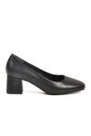 Black Skin Thick Heeled Womens Evening Shoes 695042 Z