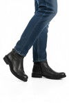 Black Genuine Leather Fur Lined Non-Slip Cold Resistant Mens Boots 450 M