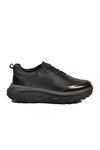 Black Genuine Leather Lace-Up Mens Sneakers 152-22390 M