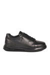 Black Lace-Up Genuine Leather Mens Sneakers 2577 M