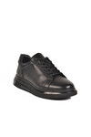 Black Lace-Up Genuine Leather Mens Sneakers 2577 M