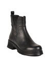 Black Genuine Leather Womens Boots with Polar Fleece Inside 2452706K Z