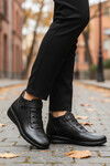 Siyah Hakiki Deri Cırtlı Anatomik Kadın Bot PLV1540 Z