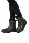 Black Polar Fleece Zippered Non-Slip Sole Womens Boots 23003 Z