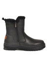 Black Polar Fleece Zippered Non-Slip Sole Womens Boots 23003 Z