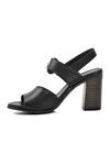 Siyah Hakiki Deri Kadın Topuklu Sandalet 9750 Z
