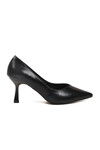 Black Wrinkled Short Thin Heeled Womens Evening Shoes 357190 Z