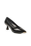 Black Wrinkled Thin Short Heeled Womens Evening Shoes 357171 Z