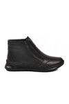 Black Genuine Leather Zippered Non-Slip Sole Womens Boots 2004 Z