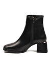 Black Shiny Polar Fleece Zippered High Heel Womens Boots PC-54000 Z