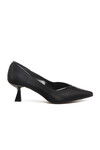 Black Satin Short Thin Heeled Evening Shoes 357188 Z