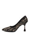 Black Satin Stone Embroidered Thin Heeled Womens Evening Shoes 248245 Z