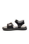 Black Glittery Velcro Orthopedic Girls Sandals 25T105 P