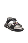 Black Glittery Velcro Orthopedic Girls Sandals 25T105 P