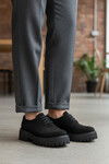 Black Suede Thick Sole Womens Casual Shoes 572451 Z