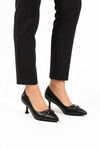 Black Womens Low Thin Heeled Shoes PC-55015 Z