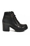 Black Lace-Up Zippered Heeled Womens Boots 196 Z