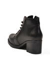 Black Lace-Up Zippered Heeled Womens Boots 196 Z