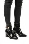 Black Narrow Fit Polar Fleece Pointed Toe Heeled Womens Boots 262327 Z