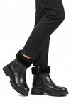 Black Polar Fleece Non-Slip Sole Cold Resistant Womens Boots PC-55268 Z
