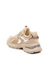 Bej Bağcıklı Kalın Taban Hafif Kadın Sneaker 2318 G