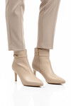 Bej İçi Polarlı İnce Topuklu Fermuarlı Kadın Bot 2611 Z