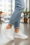 Beyaz Bağcıklı Cilt Hafif Unisex Sneaker Aper 049 G