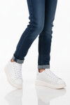 Beyaz Bağcıklı Cilt Hafifi Unisex Sneaker 628 G