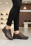 Kahve Hakiki Deri Ortopedik Kadın Casual Ayakkabı 695 Z