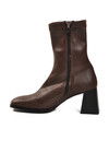 Kahve Polarlı Fermuarlı Streç Kadın Topuklu Bot 2615 Z