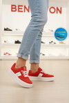 Kırmızı Hafızalı Taban Keten Bağcıklı Kadın Sneaker BNI-11241 Z