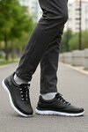 Siyah Beyaz Bilekten Lastikli Erkek Spor Ayakkabı Flexible Pu M