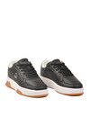 Siyah Beyaz Bağcıklı Cilt Memory Foam Unisex Spor Ayakkabı BNI-11220 G