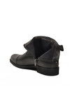 Siyah Hakiki Deri Polarlı Kaymaz Fermuarlı Erkek Bot 02001 M