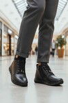 Siyah Hakiki Deri İçi Polarlı Kaymaz Fermuarlı Kadın Bot 3615 Z