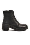 Siyah Hakiki Deri Bağcıklı Kadın Bot 2680-1 Z