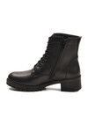 Siyah Hakiki Deri Bağcıklı Kadın Bot 2680-1 Z
