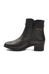 Siyah Hakiki Deri Fermuarlı İçi Polarlı Kadın Bot 24113-1 Z