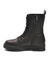 Black Polar Fleece Zippered Long Non-Slip Sole Womens Boots 23002 Z