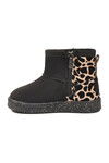 Siyah Leopar İçi Kürklü Fermuarlı Bebek Bot 1212 B