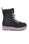 Siyah Lila İçi Polarlı Kaymaz Taban Kız Çocuk Bot 23002 F