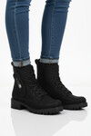 Siyah Nubuk İçi Polarlı Kaymaz Taban Fermuarlı Kadın Bot 24024 Z