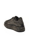 Siyah Platin Taş İşlemeli Bağcıklı Kadın Sneaker 989118-01 Z