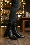 Siyah Polarlı Fermuarlı Streç Kadın Topuklu Bot 2615 Z
