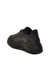 Siyah Taş İşlemeli Bağcıklı Kadın Sneaker 989118-01 Z