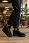 Siyah Süet Polarlı Bağcıklı Kaymaz Kadın Bot 2613 Z