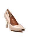 Beige Patent Leather Womens Thin Heeled Shoes PC-55118 Z