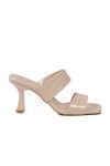 Bej Çift Bantlı Kadın Topuklu Terlik 451158 Z
